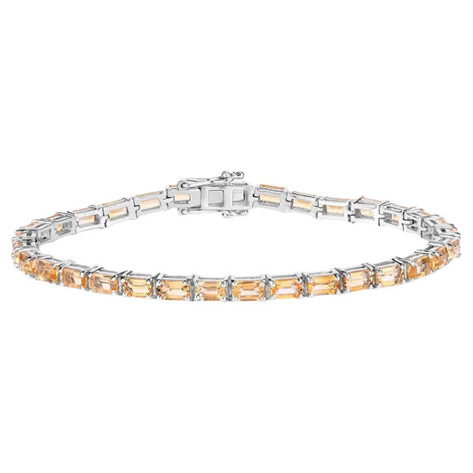 Citrine Tennis Bracelet 12.7 Carats Rhodium Plated Sterling Silver