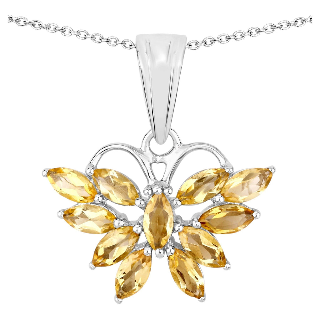 Citrine Butterfly Pendant 1.3 Carats Sterling Silver