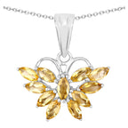 Citrine Butterfly Pendant 1.3 Carats Sterling Silver