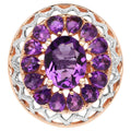 Amethyst Flower Cocktail Ring 4.29 Carats 14K Rose Gold Plated Silver
