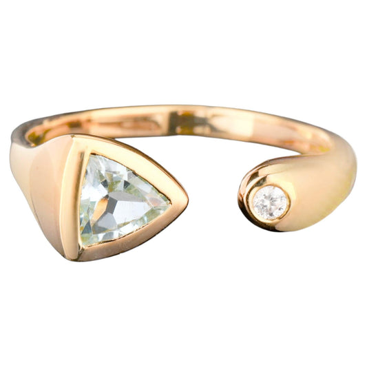 Sky Blue Topaz Ring With White Zircon 0.75 Carats Gold Plated Silver