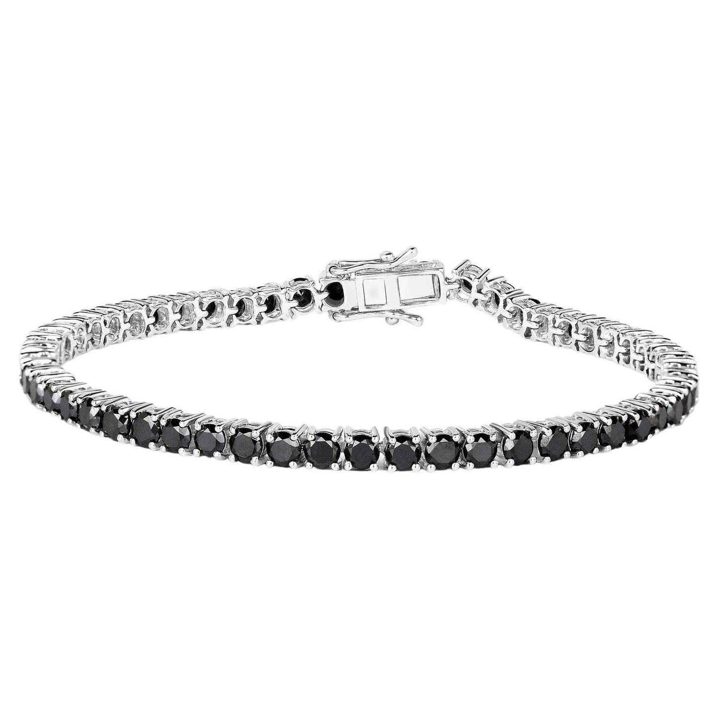 Black Diamond Tennis Bracelet 5.40 Carats 18K White Gold Plated Sterling Silver