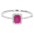 Ruby Ring With Diamonds 0.54 Carats 14K White Gold