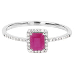 Ruby Ring With Diamonds 0.54 Carats 14K White Gold