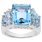 Blue Topaz Ring 6.46 Carats Sterling Silver