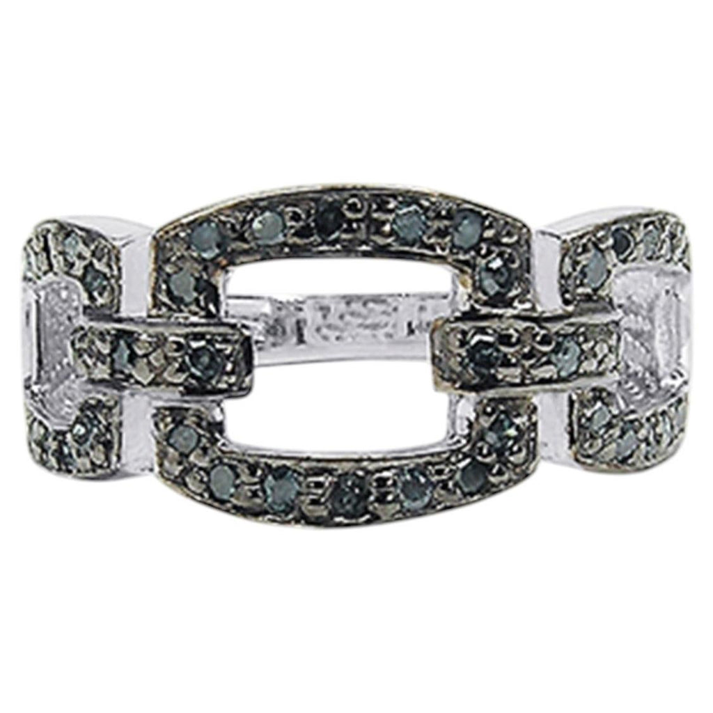 Blue Diamond Ring 0.34 Carats Sterling Silver