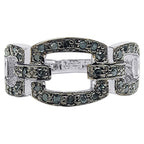 Blue Diamond Ring 0.34 Carats Sterling Silver