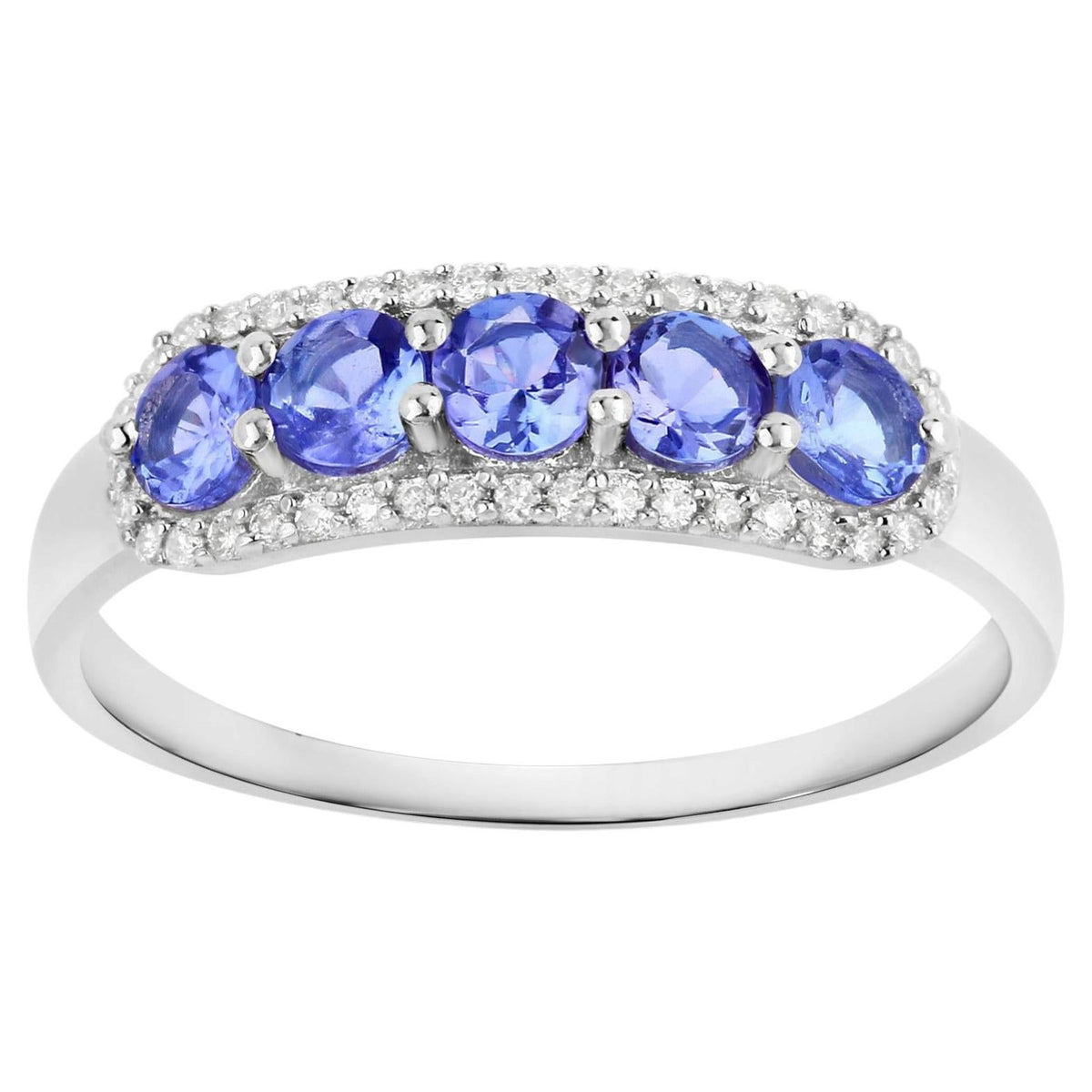 Tanzanite Ring With Diamonds 0.58 Carats 14K White Gold