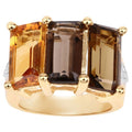 Natural Mixed Gemstones Ring 8.1 Carats Gold Plated Silver