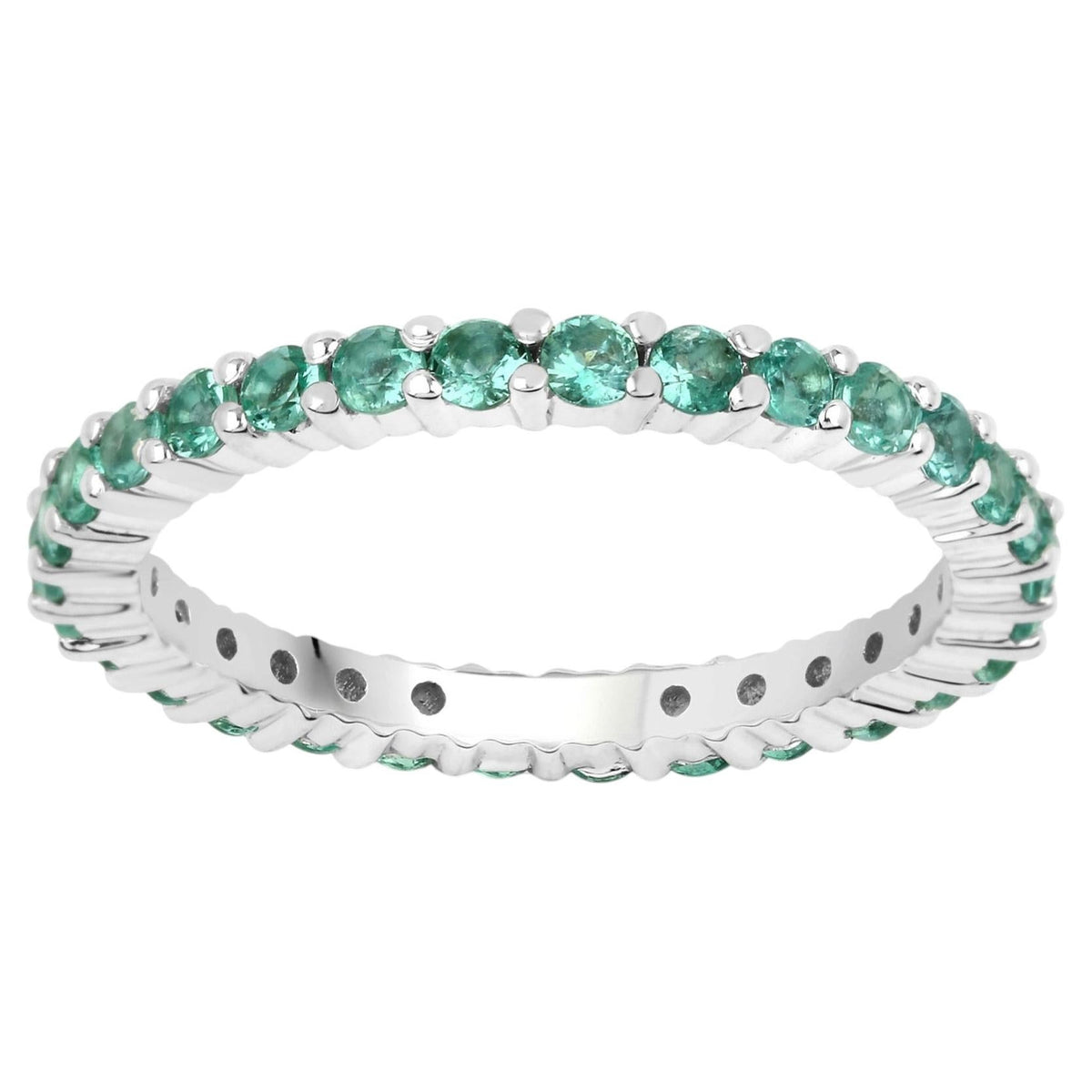 Zambian Emerald Ring 1 Carats 14K White Gold
