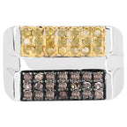 Champagne Diamond Ring With Yellow Diamond 0.6 Carats Sterling Silver