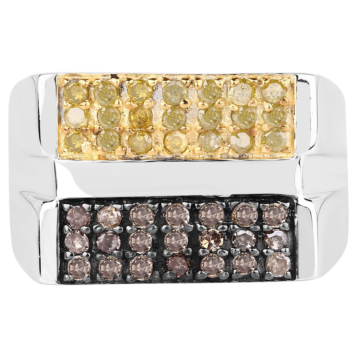 Champagne Diamond Ring With Yellow Diamond 0.6 Carats Sterling Silver