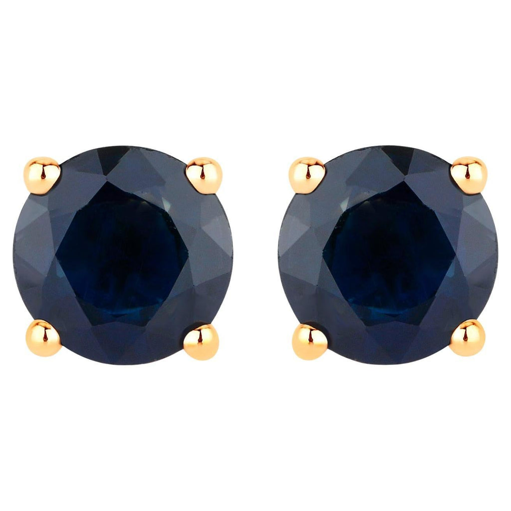 Natural Blue Sapphire Earrings 1.68 Carats 14K Yellow Gold