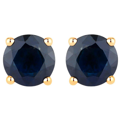Natural Blue Sapphire Earrings 1.68 Carats 14K Yellow Gold