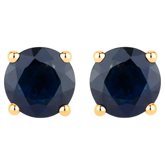 Natural Blue Sapphire Earrings 1.68 Carats 14K Yellow Gold