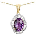 Amethyst Pendant With White Topaz 6.34 Carats Gold Plated Silver