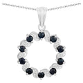 Blue Sapphire Pendant With White Topaz 1.26 Carats Sterling Silver