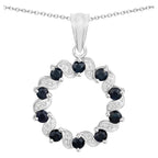 Blue Sapphire Pendant With White Topaz 1.26 Carats Sterling Silver