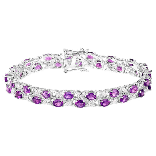 Amethyst Tennis Bracelet White Topaz 12.5 Carats Sterling Silver