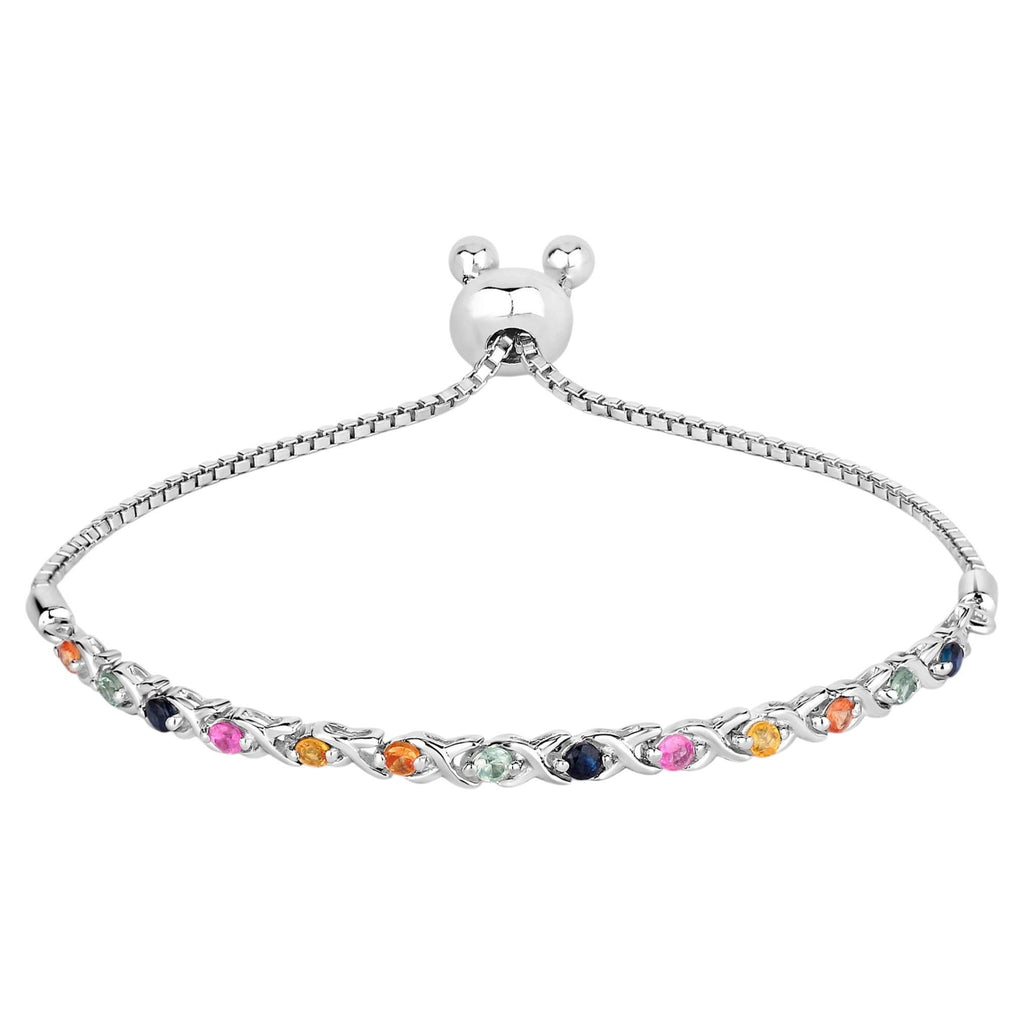 Multicolor Sapphire Bracelet 0.78 Carats Sterling Silver