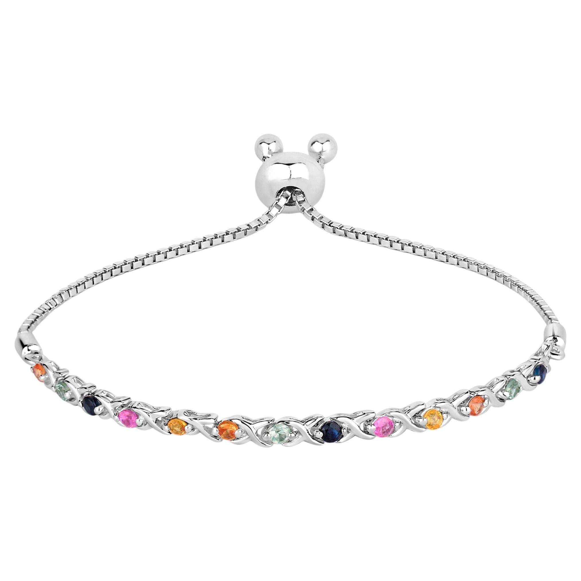Multicolor Sapphire Bracelet 0.78 Carats Sterling Silver
