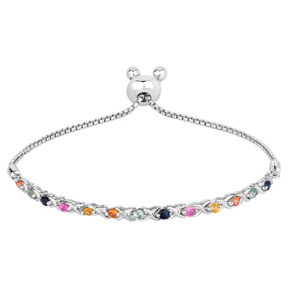 Multicolor Sapphire Bracelet 0.78 Carats Sterling Silver