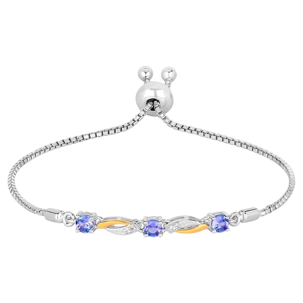 Tanzanite Bracelet With White Sapphire 0.74 Carats Gold Plated Sterling Silver