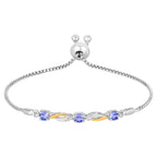 Tanzanite Bracelet With White Sapphire 0.74 Carats Gold Plated Sterling Silver