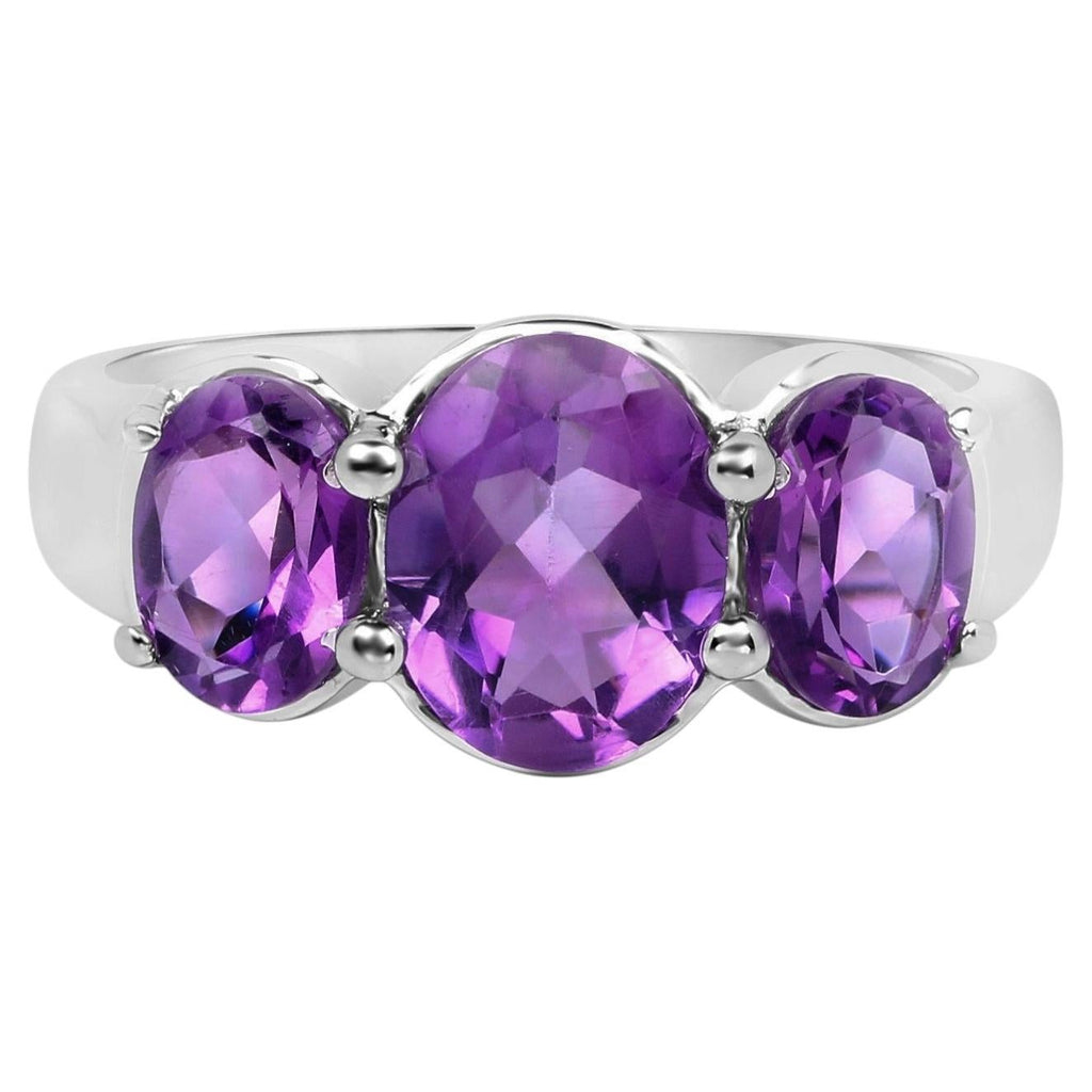 Amethyst Ring 3.16 Carats Sterling Silver