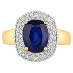 Blue Sapphire Ring With Diamonds 2.7 Carats 18K Yellow Gold