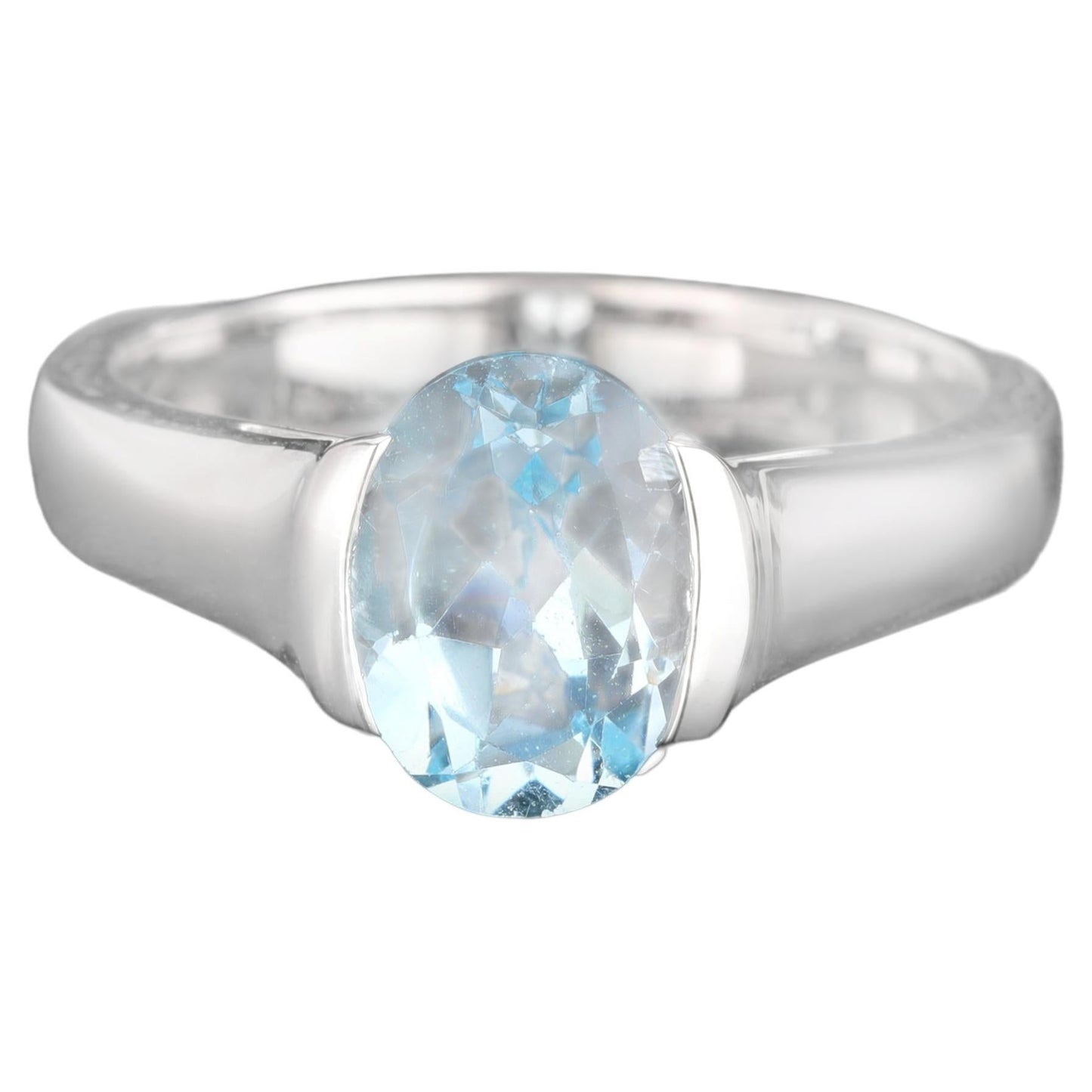 Blue Topaz Ring 2 Carats Sterling Silver