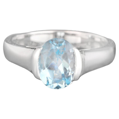 Blue Topaz Ring 2 Carats Sterling Silver