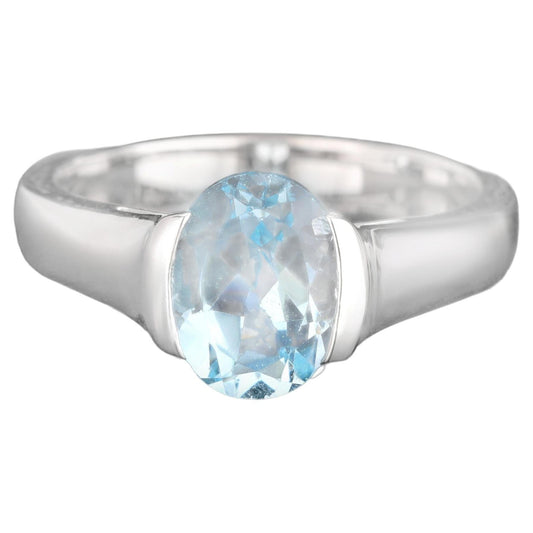 Blue Topaz Ring 2 Carats Sterling Silver