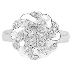 Diamond Flower Ring 0.26 Carats Sterling Silver