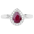 Ruby Ring With Diamonds 0.98 Carats 14K White Gold
