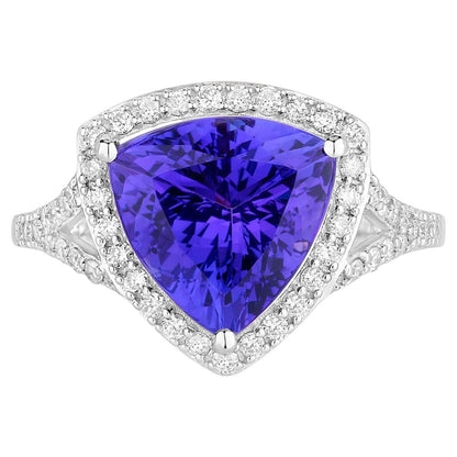 Tanzanite Ring Diamonds 4.4 Carats 14K White Gold