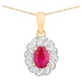 Ruby Pendant With Diamonds 0.92 Carats 10K Yellow Gold