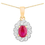 Ruby Pendant With Diamonds 0.92 Carats 10K Yellow Gold