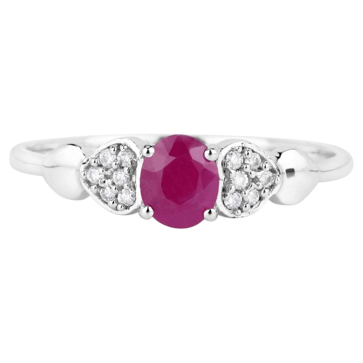 Ruby Ring With Diamonds 0.32 Carats 14K White Gold