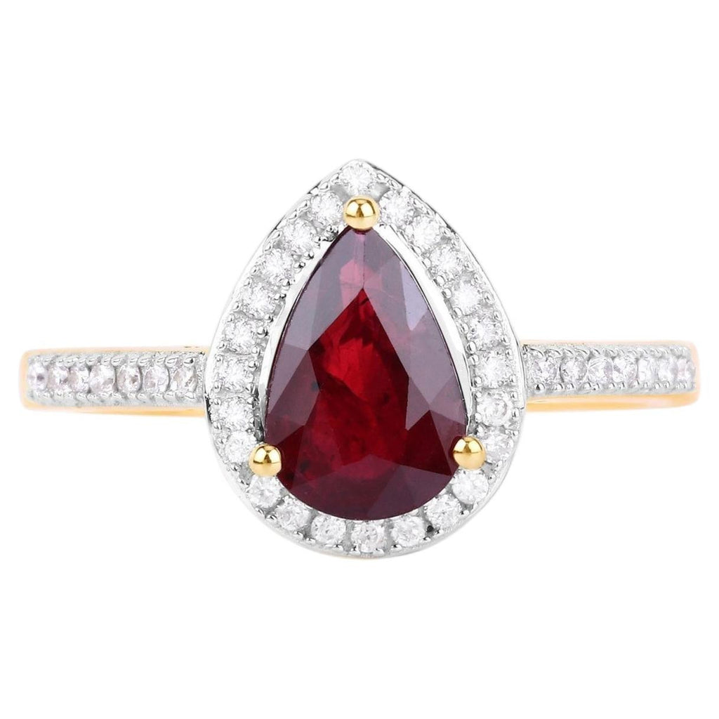 Ruby Ring With Diamonds 1.22 Carats 14K Yellow Gold