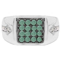 Emerald Ring With Diamonds 0.56 Carats Sterling Silver