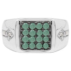 Emerald Ring With Diamonds 0.56 Carats Sterling Silver