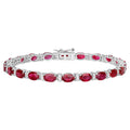 Natural Ruby Bracelet With Diamonds 11.6 Carats 14K White Gold