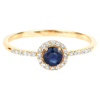 Blue Sapphire Ring With Diamonds 0.36 Carats 14K Yellow Gold