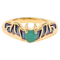 Emerald Bat Ring 0.22 Carats Gold Plated Silver