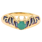 Emerald Bat Ring 0.22 Carats Gold Plated Silver