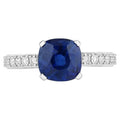 Blue Sapphire Ring With Diamonds 2.82 Carats 18K White Gold