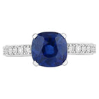 Blue Sapphire Ring With Diamonds 2.82 Carats 18K White Gold