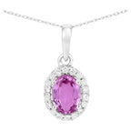 Pink Sapphire Pendant With Diamonds 0.92 Carats 14K White Gold