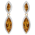 Champagne Quartz Dangle Earrings 8.48 Carats Gold Plated Silver